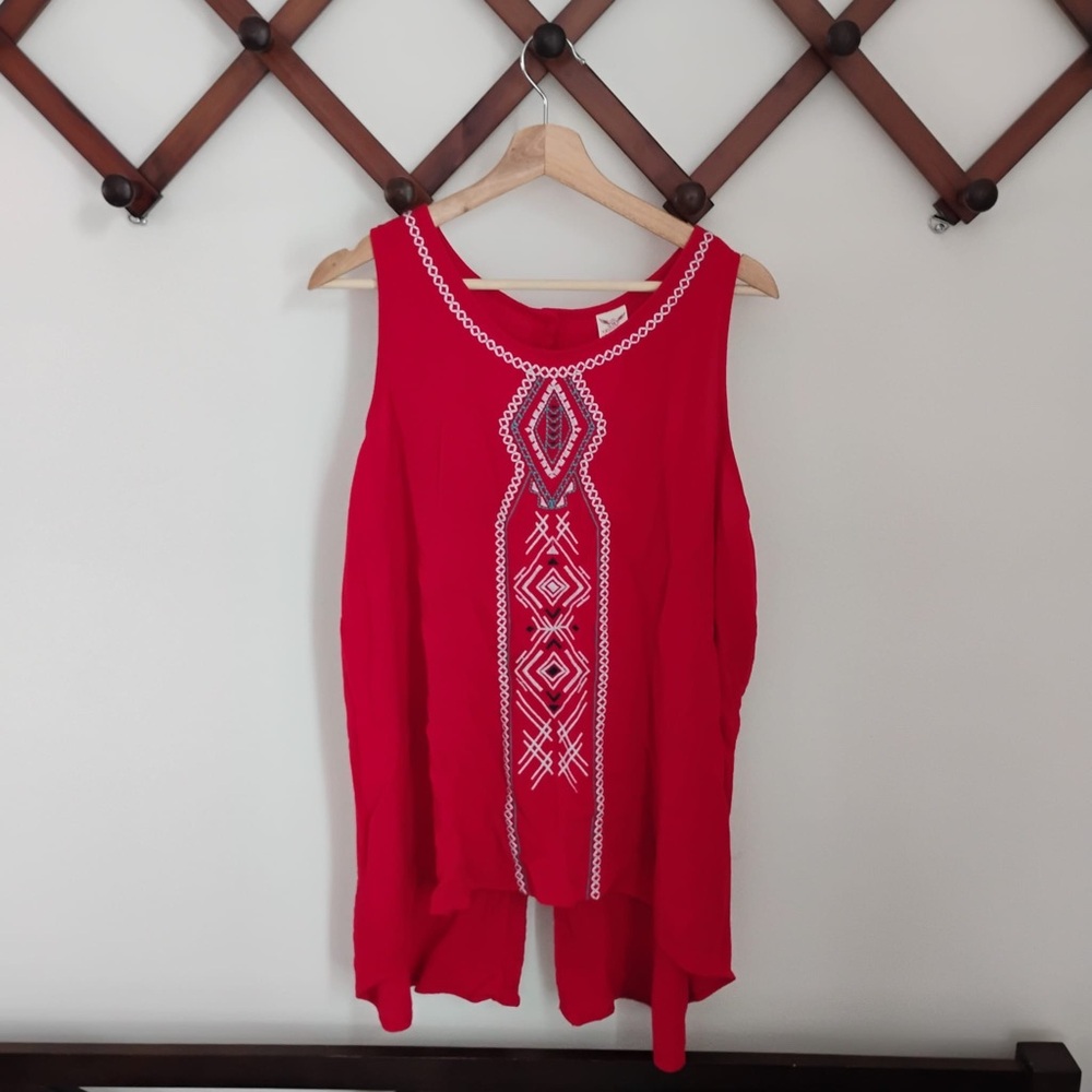 Faded Glory Red Embroidered Tunic